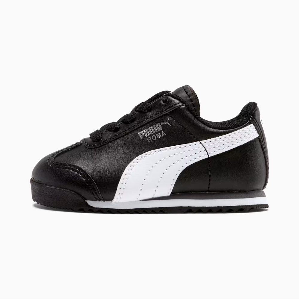 Puma Roma Kids Sneakers Size 10C - Black & White - Boys’ Athletic Shoes